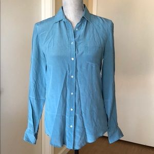 🦋 Zara Blue Silk Button-Down Blouse
